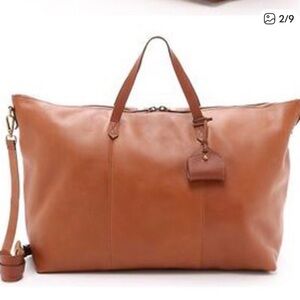 Madewell Leather Travel Tote in Cognac Brown